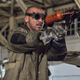 Dominic Purcell, preparing to launch another laser-guided "fire" pun